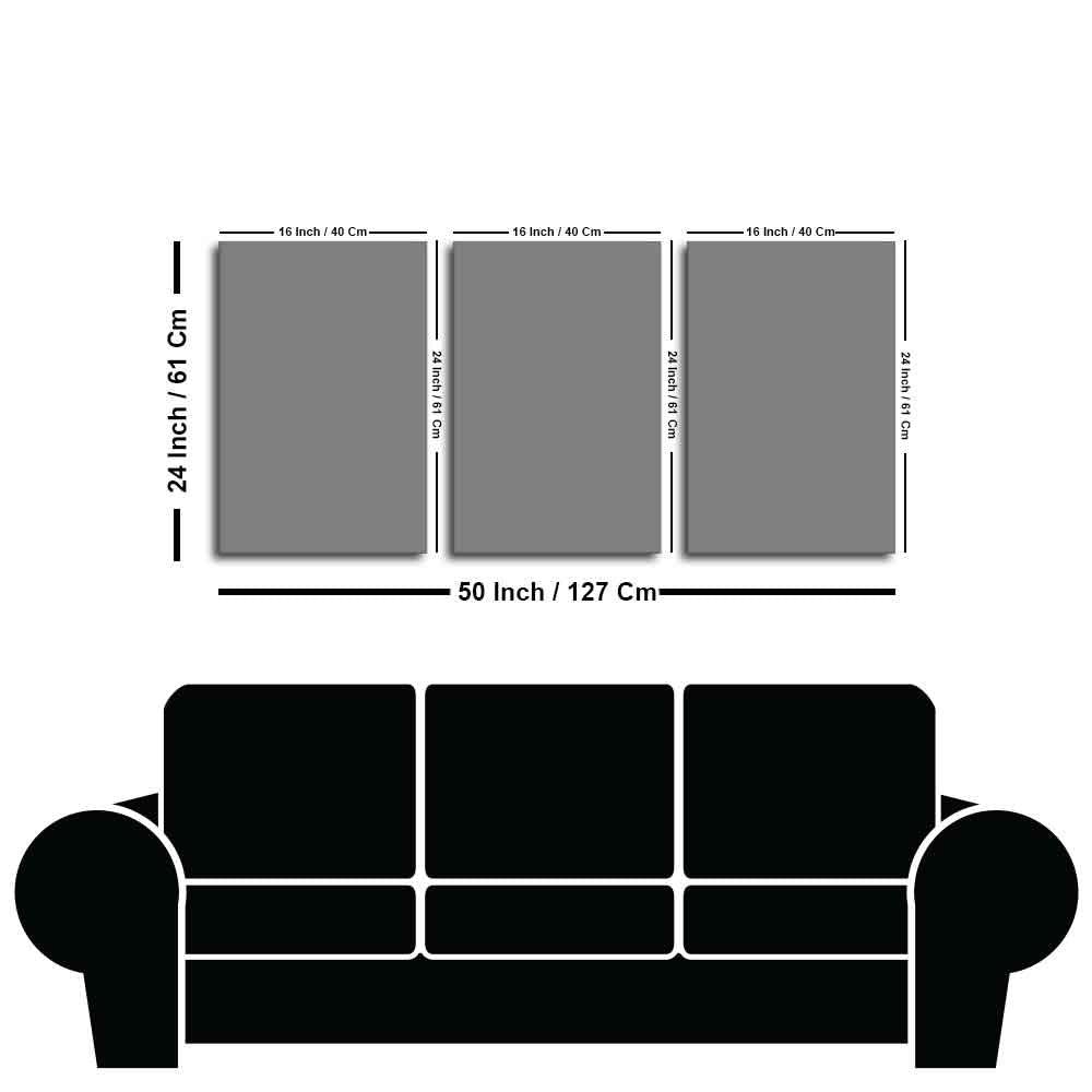 Beautiful Night Landscape Golden Deer Wall Painting of Three Pieces - Decor Mantra 