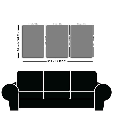 Beautiful Night Landscape Golden Deer Wall Painting of Three Pieces - Decor Mantra 