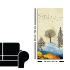 Beautiful Mountain Landscape with Trees and Birds Canvas Wall painting - Decor Mantra 