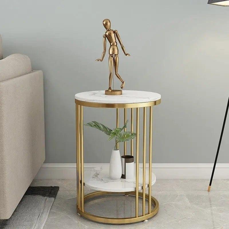 Premium Iron Stand Two Layer Marble Side Table - Decor Mantra 