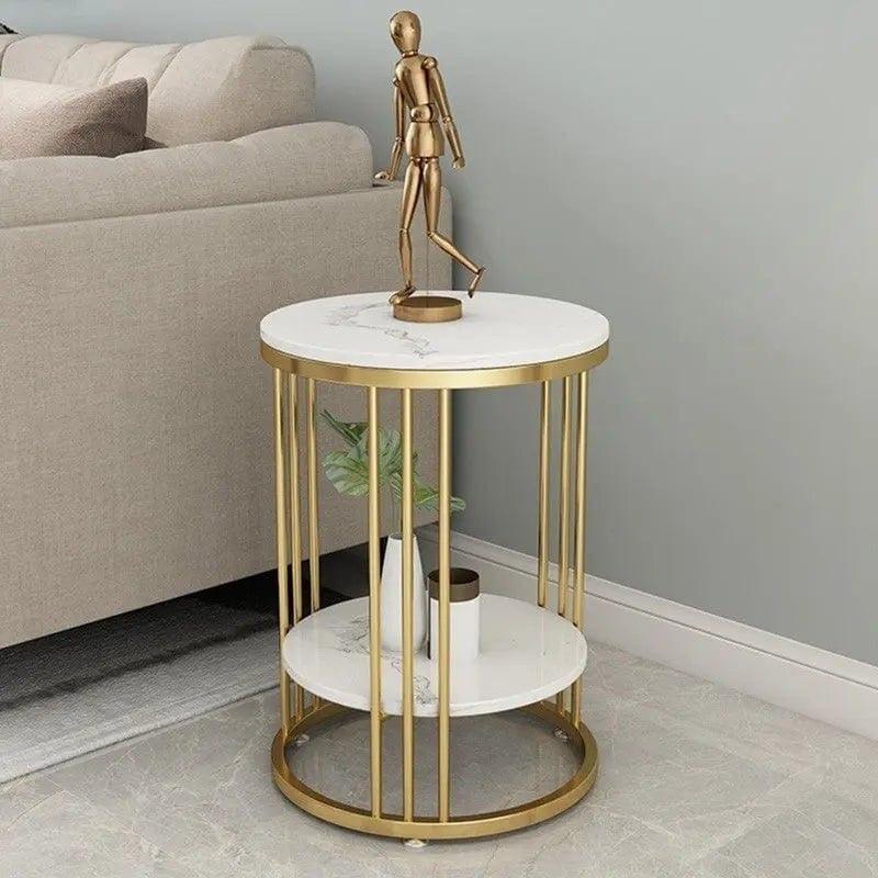 Premium Iron Stand Two Layer Marble Side Table - Decor Mantra 