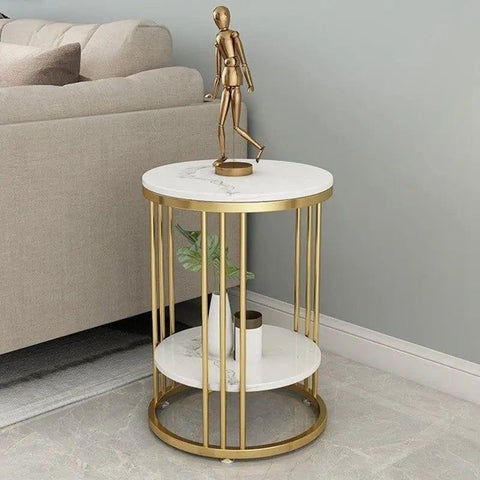 Premium Iron Stand Two Layer Marble Side Table - Decor Mantra 