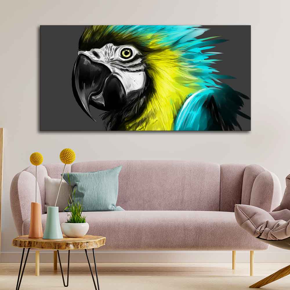 Macaw Parrot Abstract Art Wall Painting Decor Mantra