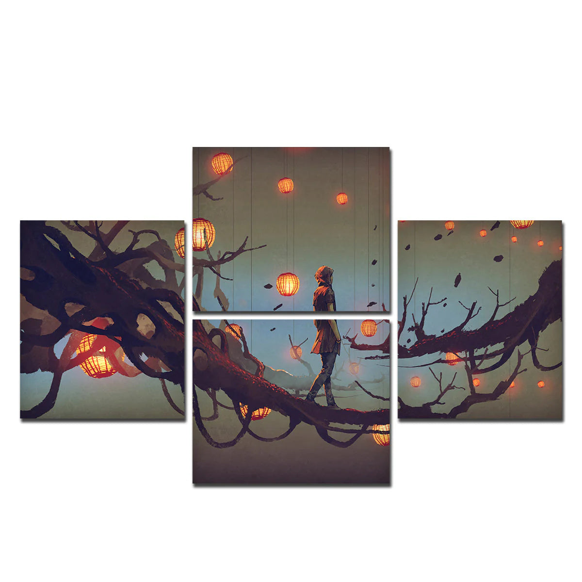 Man Walking in Night Premium Canvas Wall Painting DECORMANTRA