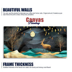 Midnight Golden Deer Scenery Premium Canvas Wall Painting DECORMANTRA