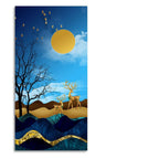 Midnight Golden Deers Scenery with Moon Premium Canvas Wall Painting DECORMANTRA