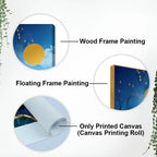 Midnight Golden Deers Scenery with Moon Premium Canvas Wall Painting DECORMANTRA