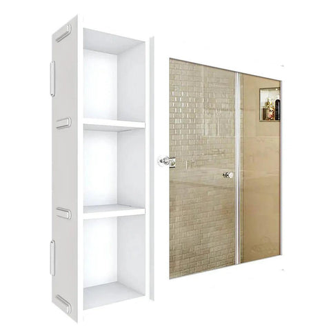 Minimal Design Wooden Bathroom Cabinet Mirror with 5 Spacious Shelves with White Finish - Decor Mantra 