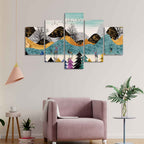 Modern Art Forest Premium Wall Painting Five Pieces Set DECORMANTRA