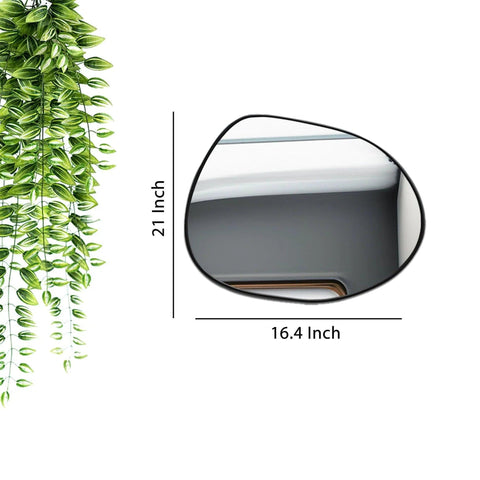 Modern Decorative Asymmetrical Bathroom Mirror with Black Wooden Finish - Decor Mantra 