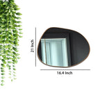 Modern Decorative Asymmetrical Bathroom Mirror with Golden Wooden Finish - Decor Mantra 