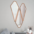 Modern Diamond Shape Vanity Mirrors Set of 3 with Copper Finish Frame - Decor Mantra 