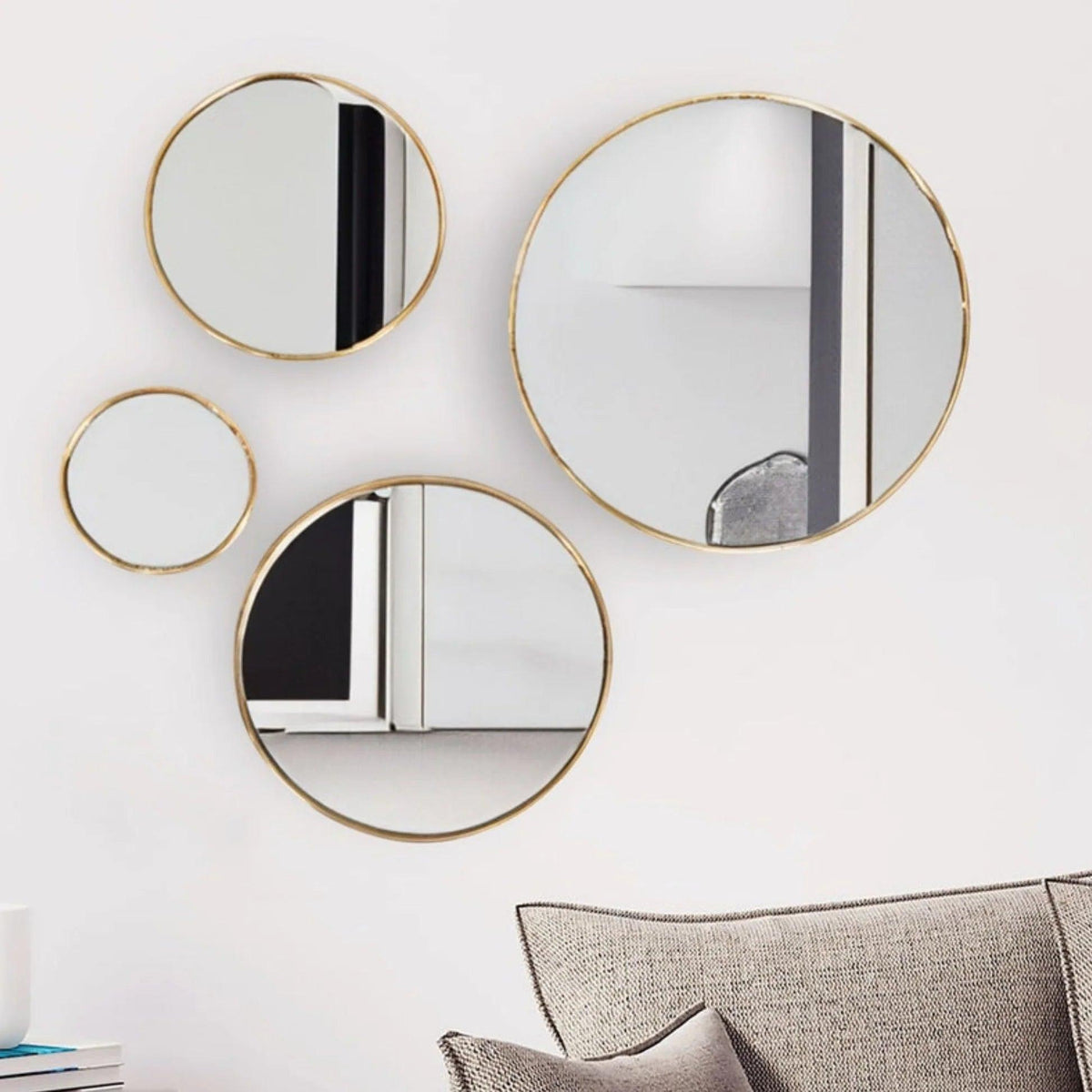 Modern Golden Abstract Round Shaped Wall Mirror - Decor Mantra 
