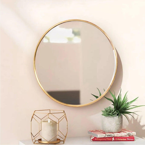 Modern Golden Abstract Round Shaped Wall Mirror - Decor Mantra 
