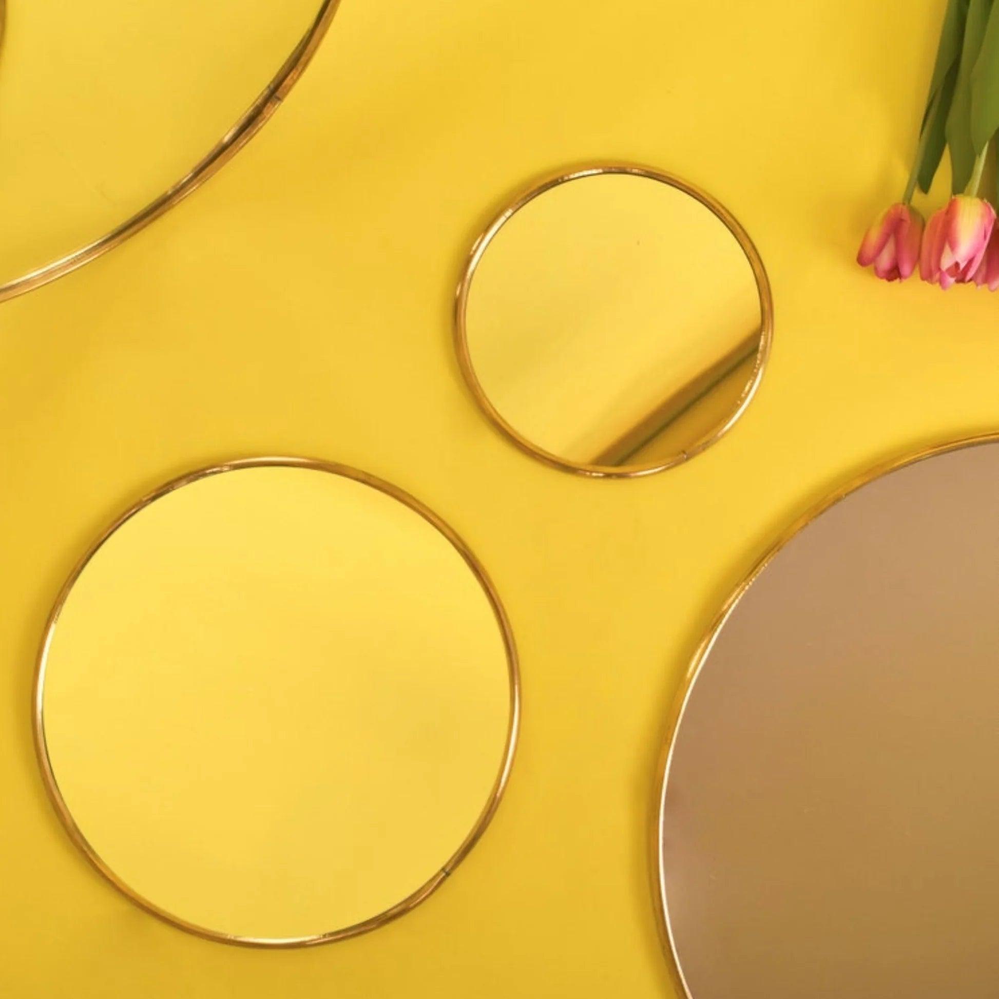 Modern Golden Abstract Round Shaped Wall Mirror - Decor Mantra 