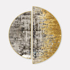 Modern Golden Abstract Textured Semi Circle Frames Set Of 2 Decor Mantra