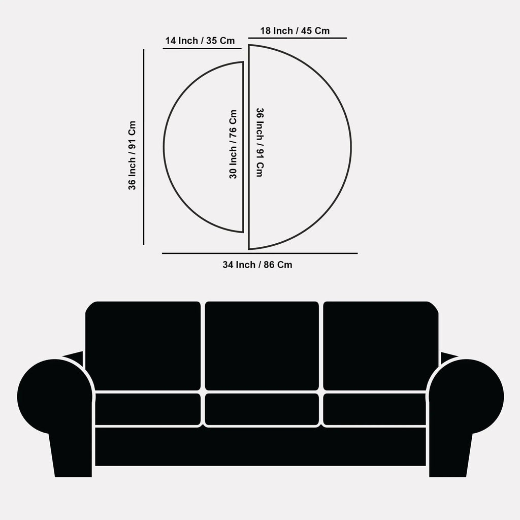 Modern Golden Art Textured Design Semi Circle Frames Set Of 2 - Decor Mantra 