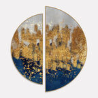 Modern Golden Art Textured Design Semi Circle Frames Set Of 2 - Decor Mantra 