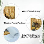 Modern Golden Ginkgo Leaves with Mountains Premium Canvas Wall Painting DECORMANTRA