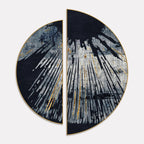 Modern Golden Line Art Textured Design Semi Circle Frames Set Of 2 Decor Mantra