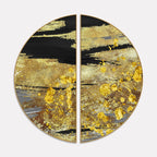 Modern Golden Texture Art Semi Circle Frames Set Of 2 Decor Mantra
