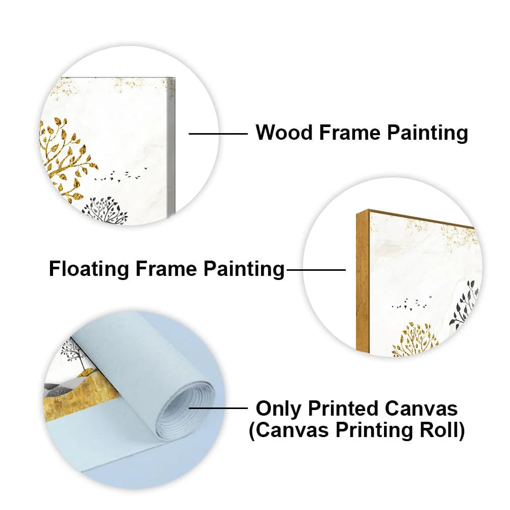 Modern Golden Tree Art Premium Canvas Wall Painting DECORMANTRA