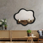 Modern Irregular Bathroom Wall Mounted with Black Wooden Finish - Decor Mantra 