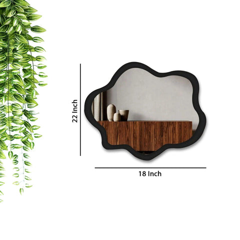 Modern Irregular Bathroom Wall Mounted with Black Wooden Finish - Decor Mantra 