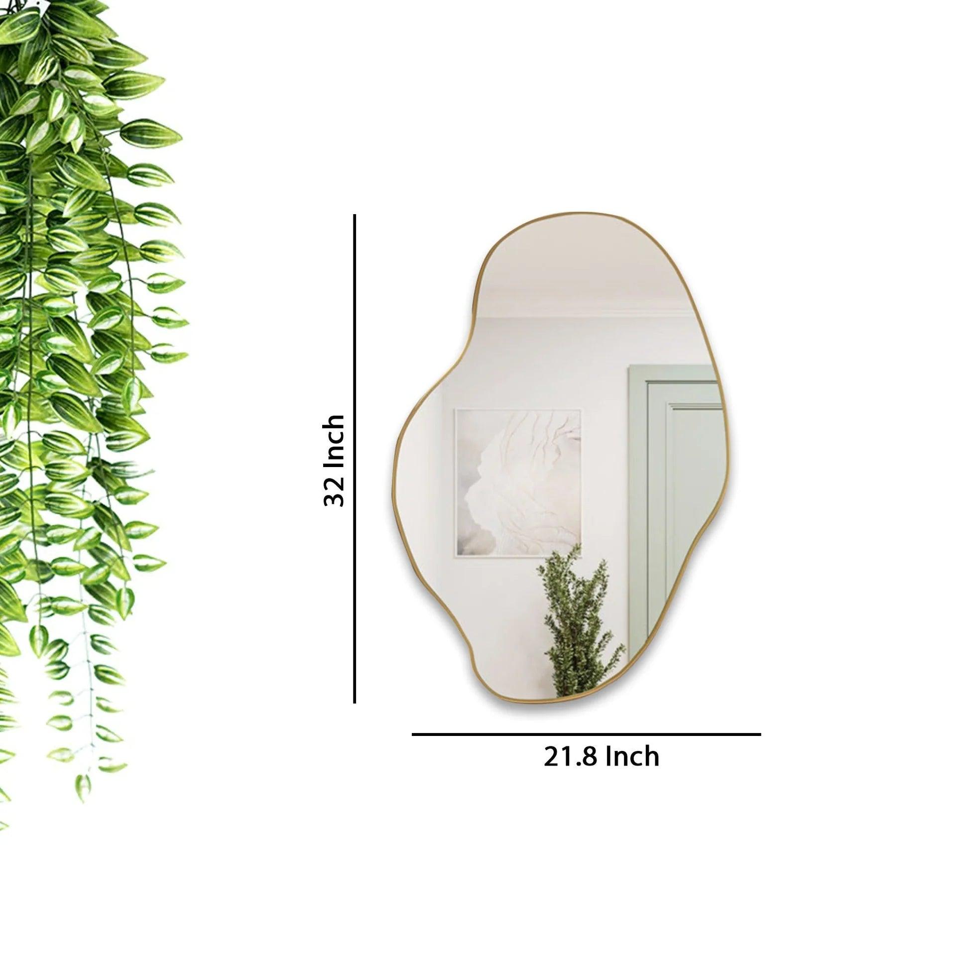 Modern Irregular Bathroom Wall Mounted with Golden Wooden Finish - Decor Mantra 