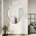 Modern Irregular Bathroom Wall Mounted with White Wooden Finish - Decor Mantra 