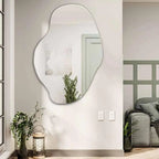 Modern Irregular Bathroom Wall Mounted with White Wooden Finish - Decor Mantra 