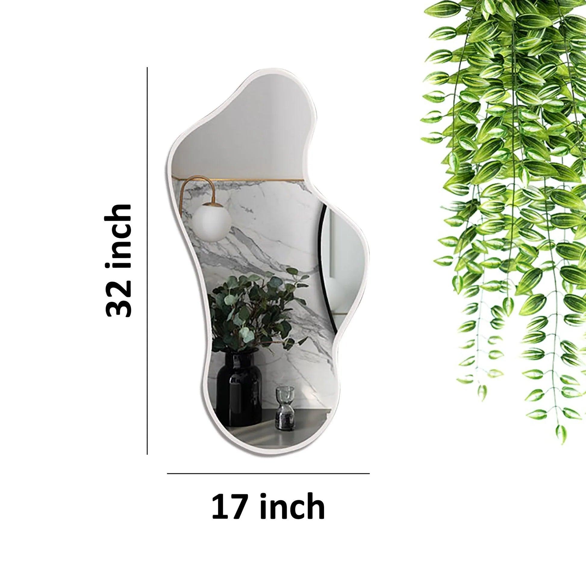 Modern Irregular Decorative Bathroom Wall Mounted with White Wooden Finish - Decor Mantra 