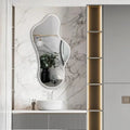 Modern Irregular Decorative Bathroom Wall Mounted with White Wooden Finish - Decor Mantra 
