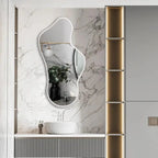 Modern Irregular Decorative Bathroom Wall Mounted with White Wooden Finish - Decor Mantra 