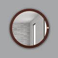 Modish Circular Wooden Bathroom Cabinet Mirror with 2 Spacious Shelves with Brown Finish - Decor Mantra 
