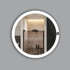 Modish Circular Wooden Bathroom Cabinet Mirror with 2 Spacious Shelves with White Finish - Decor Mantra 