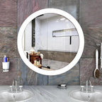 Modish Circular Wooden Bathroom Cabinet Mirror with 2 Spacious Shelves with White Finish - Decor Mantra 