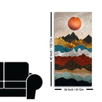 Moon Mountain Amber Dusk Art Premium Canvas Wall Painting DECORMANTRA