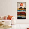 Moon Mountain Amber Dusk Art Premium Canvas Wall Painting DECORMANTRA