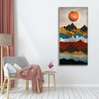 Moon Mountain Amber Dusk Art Premium Canvas Wall Painting DECORMANTRA