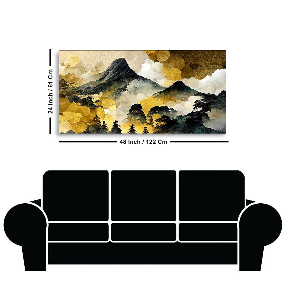 Mountain Scenery of Mount Fuji Premium Canvas Wall Painting DECORMANTRA
