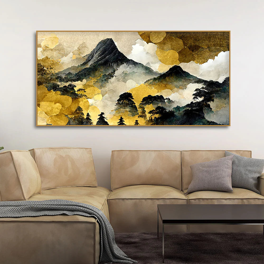 Mountain Scenery of Mount Fuji Premium Canvas Wall Painting DECORMANTRA