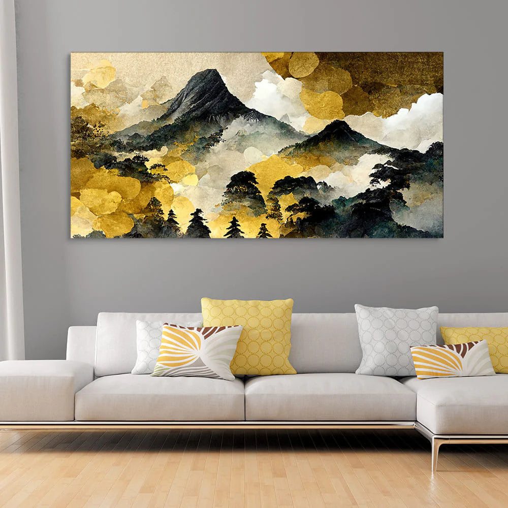 Mountain Scenery of Mount Fuji Premium Canvas Wall Painting DECORMANTRA