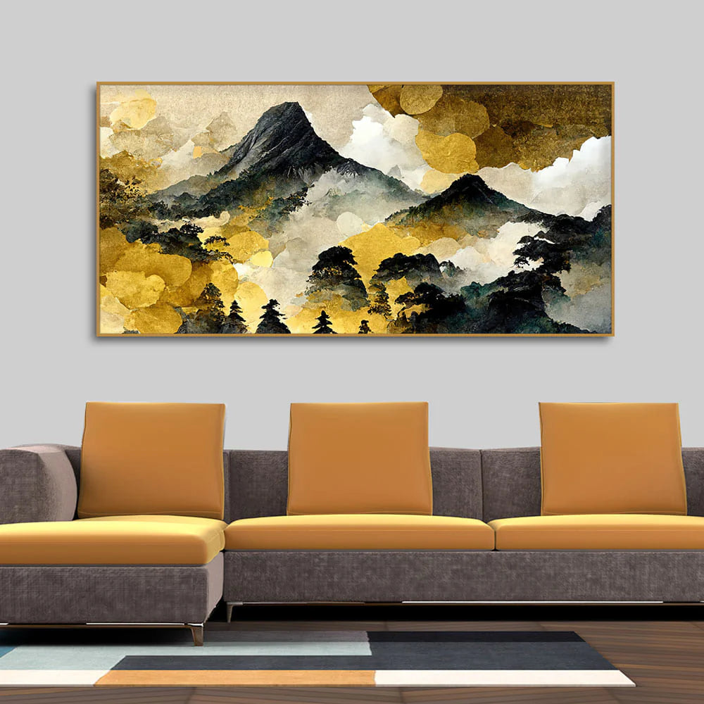 Mountain Scenery of Mount Fuji Premium Canvas Wall Painting DECORMANTRA
