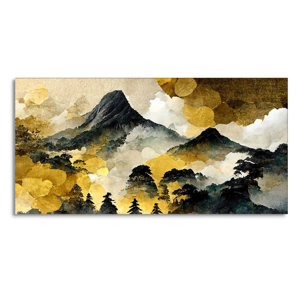 Mountain Scenery of Mount Fuji Premium Canvas Wall Painting DECORMANTRA