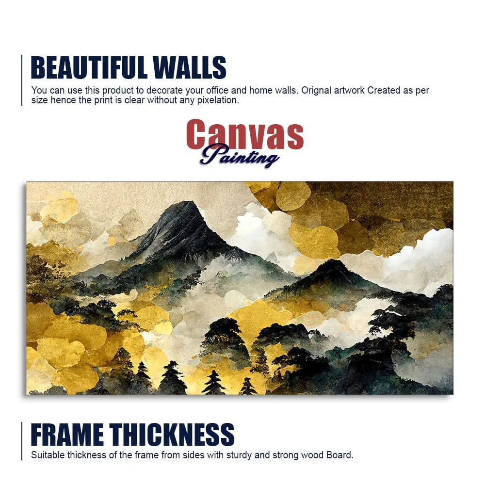 Mountain Scenery of Mount Fuji Premium Canvas Wall Painting DECORMANTRA
