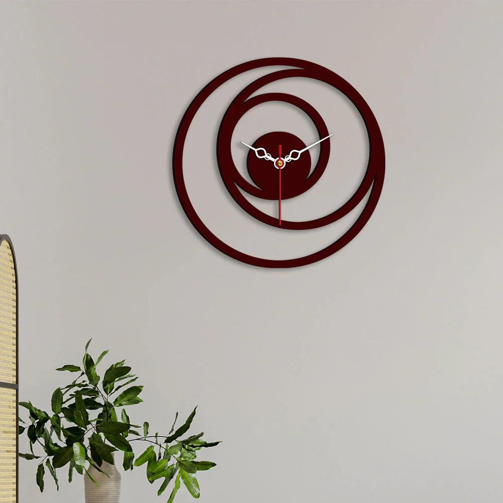 Multiple Rings Designer Wooden Wall Clock - Decor Mantra 