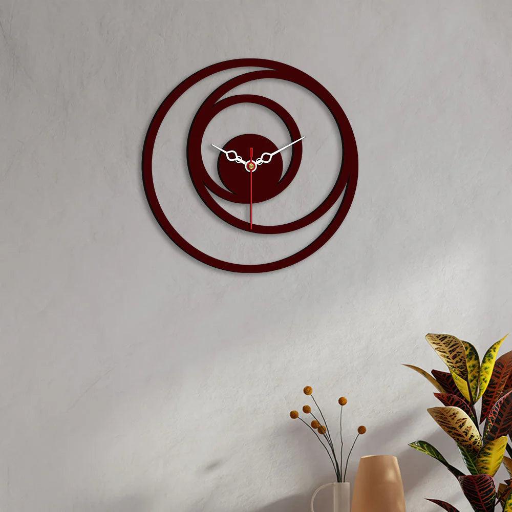Multiple Rings Designer Wooden Wall Clock - Decor Mantra 