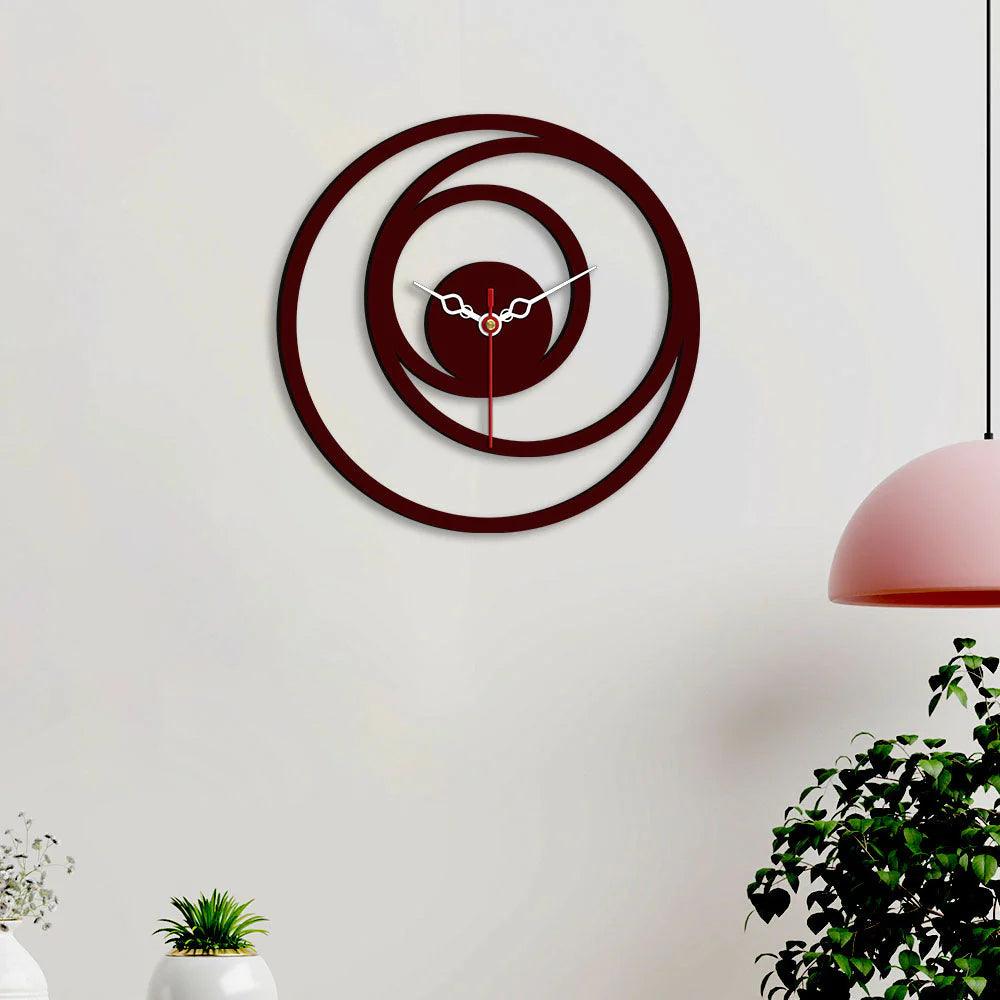 Multiple Rings Designer Wooden Wall Clock - Decor Mantra 