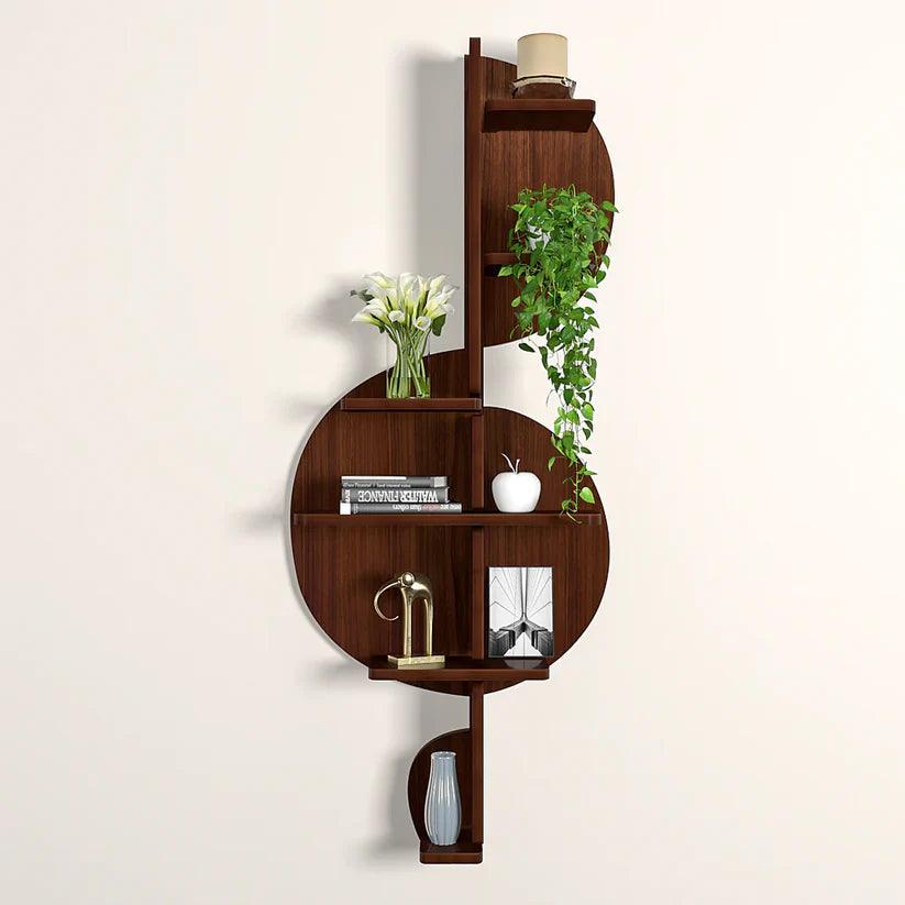 Music Note Backlit Designer Wooden Wall Shelf / Book Shelf / Night Light, Walnut Finish - Decor Mantra 